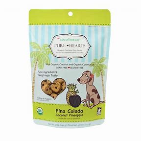 CocoTherapy Pure Hearts Coconut Cookies Pina Colada Dog Treats, 5oz/141g