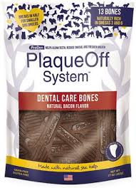 PlaqueOff System, Dental Care Bones, Natural Bacon Flavor, 17oz/482g